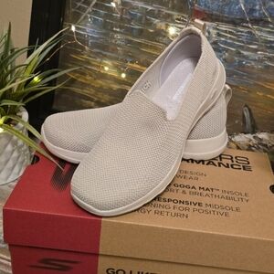 Skechers Women's Cream Slip-On Shoes